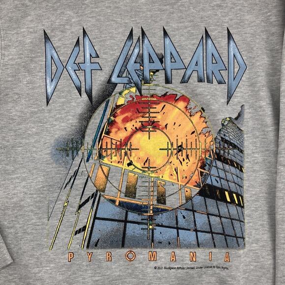 The Vinyl Icons Womens Gray Def Leopard Pyromania Crew Neck Sweatshirt S New - Picture 7 of 12